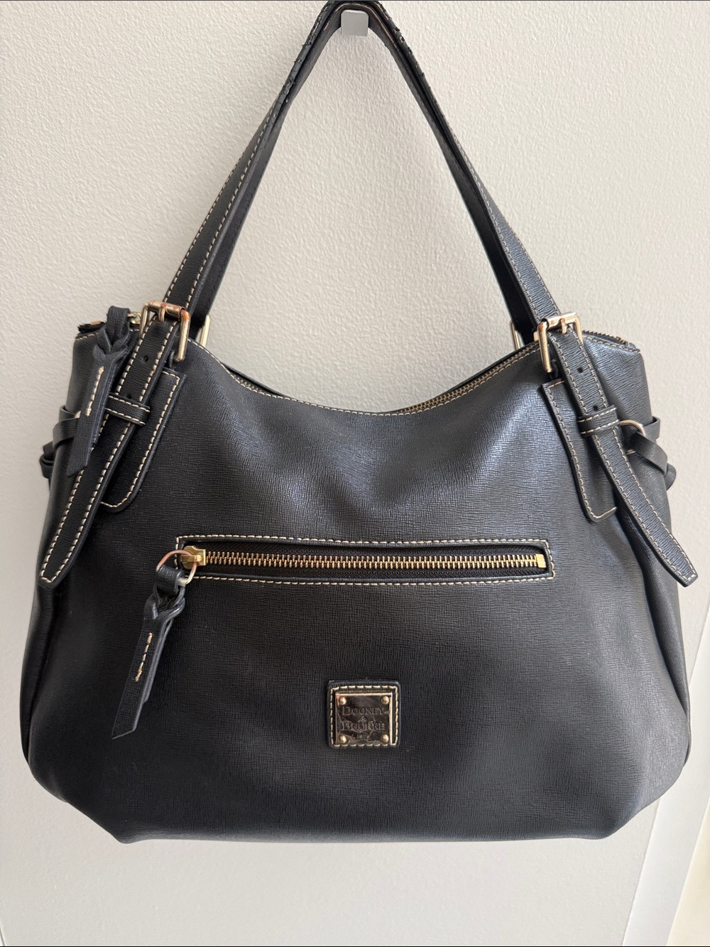 Dooney & Bourke Black Pebbled Leather Hobo Shoulder Bag